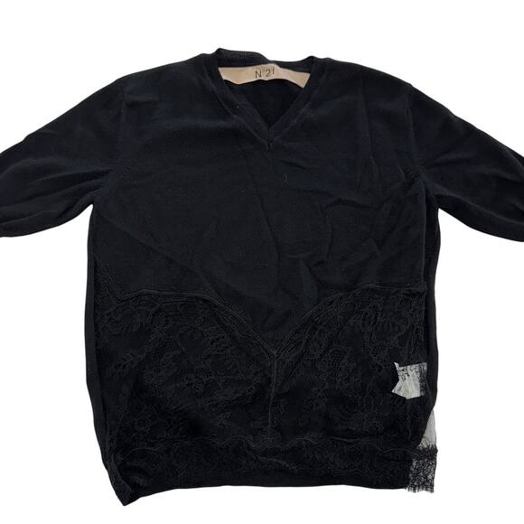 N°21 Sweater Womens Medium Wool Lace Knit Pullover Made in Italy Designer Top - Picture 1 of 7